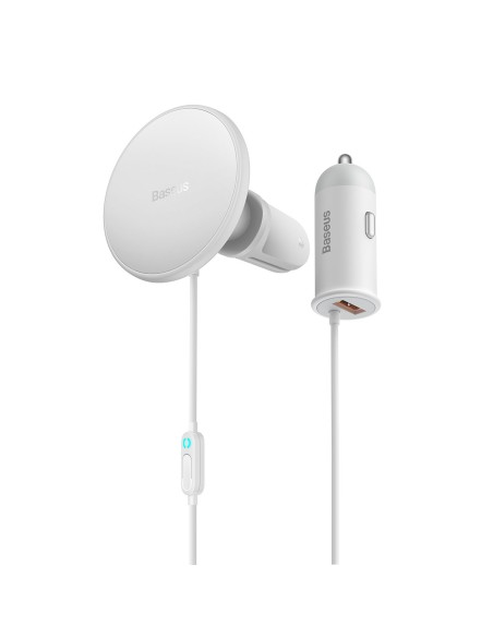 
MagSafe 15W belaidis automobilinis įkroviklis su USB oro išleidimo angos laikikliu, baltas
