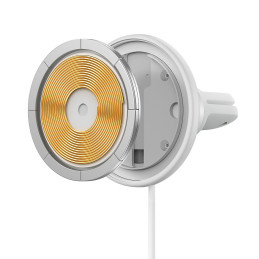 
MagSafe 15W belaidis automobilinis įkroviklis su USB oro išleidimo angos laikikliu, baltas
