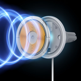 
MagSafe 15W belaidis automobilinis įkroviklis su USB oro išleidimo angos laikikliu, baltas
