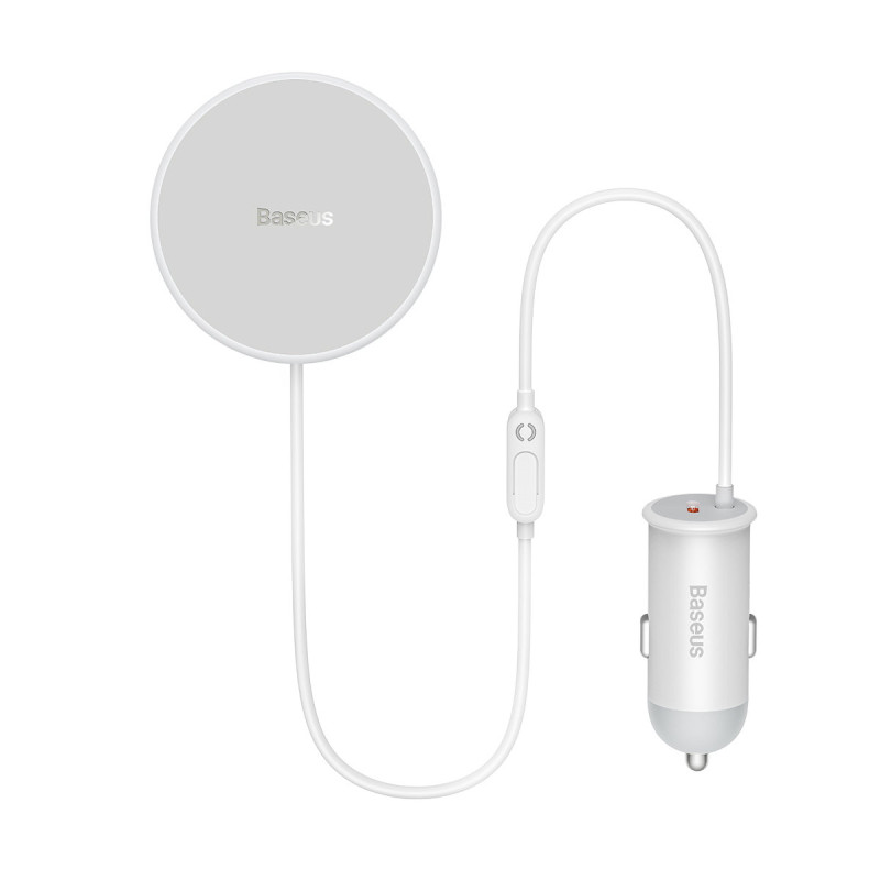 
MagSafe 15W belaidis automobilinis įkroviklis su USB-C oro išleidimo angos laikikliu, baltas

