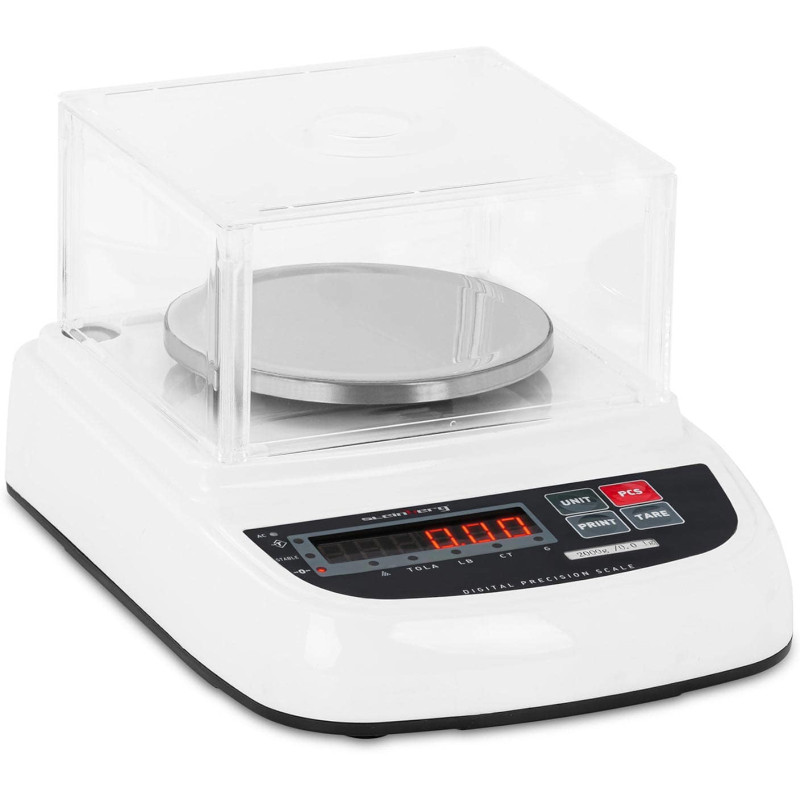 Analitinės laboratorinės svarstyklės su LCD dangteliu 2000 g / 0,01 g