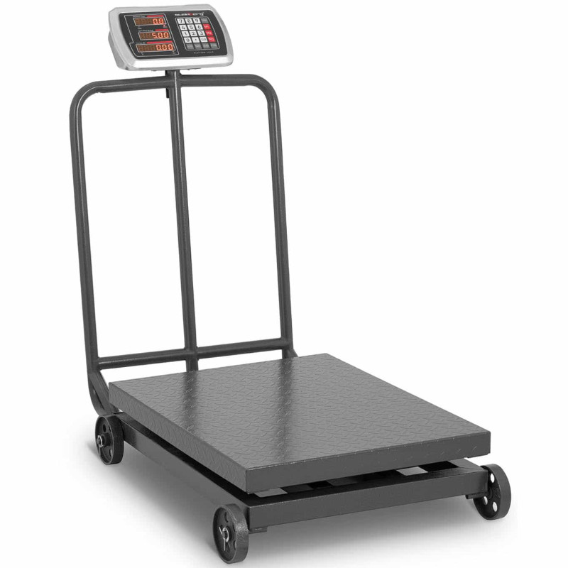 Pramoninės platforminės svarstyklės ant ratų 600 kg / 100 g LCD