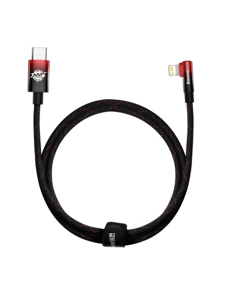Kampinis laidas Maitinimo laidas su šonine USB-C kištuku iPhone Lightning 1m 20W raudona Kampinis laidas Maitinimo laidas su šonine USB-C kištuku iPhone Lightning 1m 20W raudona