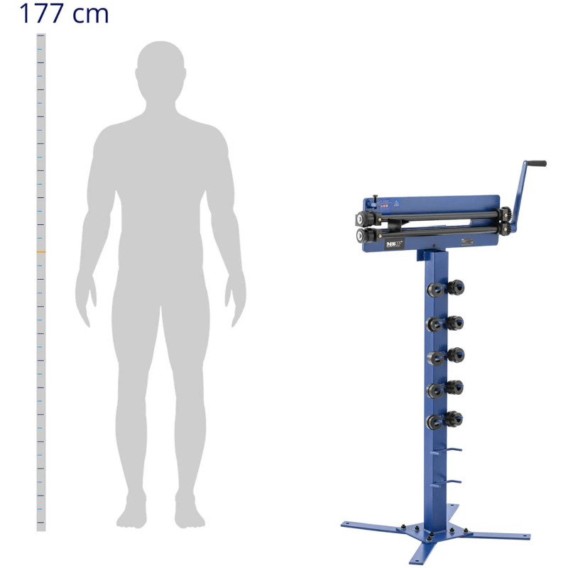 Rankinė skardos karoliukų vėrimo mašina su stovu, plotis 46 cm, 1,2 mm