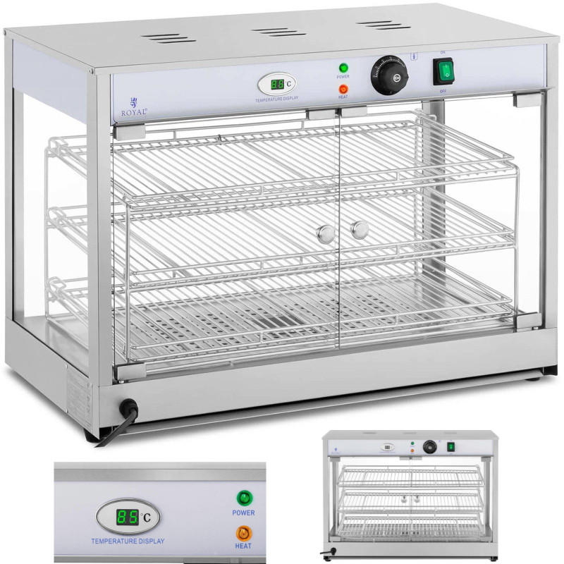 
Šildoma vitrina maisto pristatymui, 3 lentynos, 25-85C, 1200W

