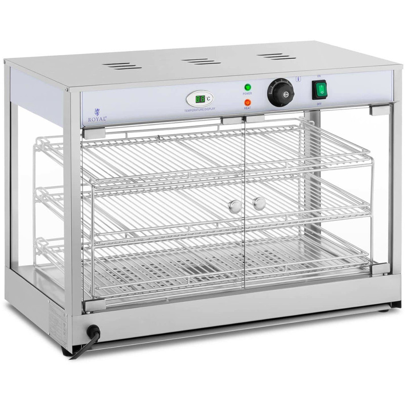 Šildoma vitrina maisto pristatymui, 3 lentynos, 25-85C, 1200W