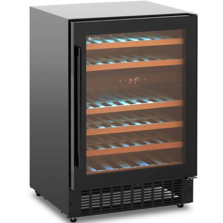 
Vyno šaldytuvas, 6 LED apšviestos lentynos, 46 buteliai, 135L, juoda
