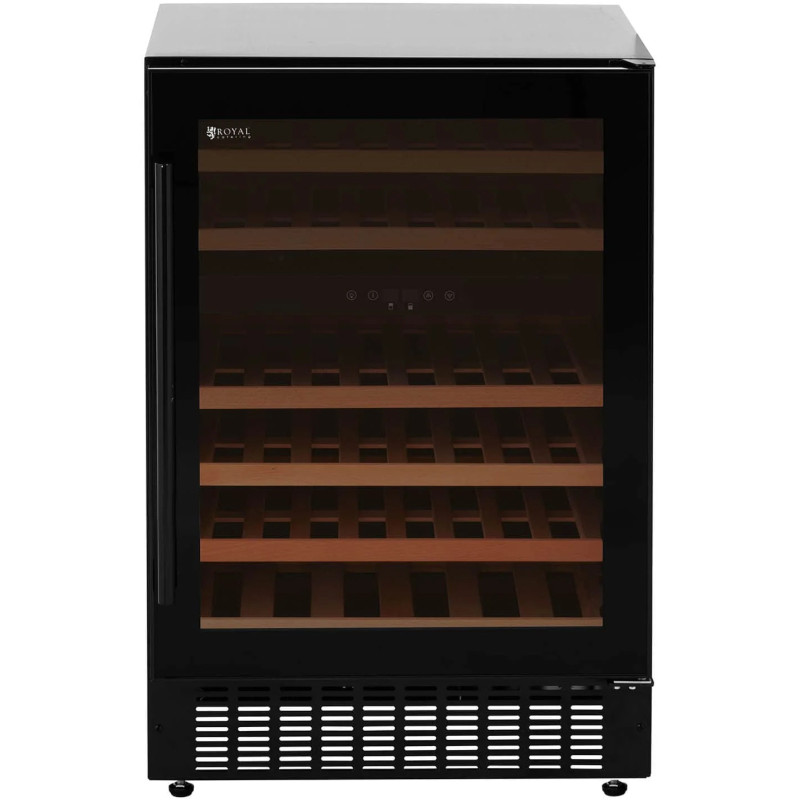 
Vyno šaldytuvas, 6 LED apšviestos lentynos, 46 buteliai, 135L, juoda
