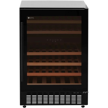 
Vyno šaldytuvas, 6 LED apšviestos lentynos, 46 buteliai, 135L, juoda
