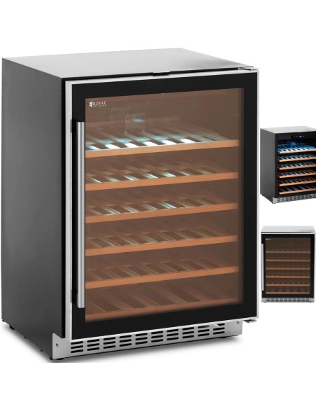 
Vyno šaldytuvas 6 LED apšviestos lentynos 46 buteliai 135L juodos ir sidabrinės
