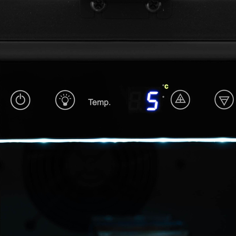 
Vyno šaldytuvas 6 LED apšviestos lentynos 46 buteliai 135L juodos ir sidabrinės
