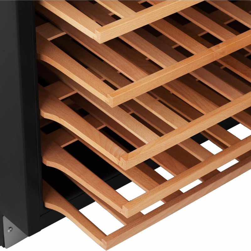 
Vyno šaldytuvas 6 LED apšviestos lentynos 46 buteliai 135L juodos ir sidabrinės
