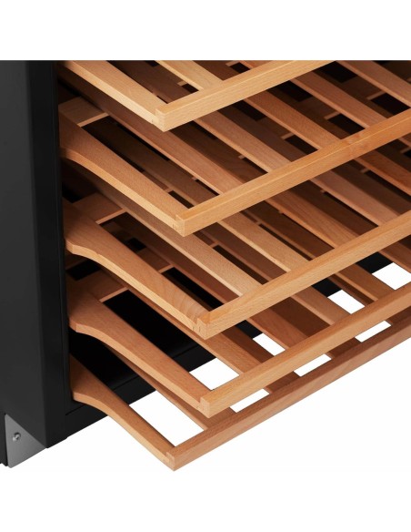 
Vyno šaldytuvas 6 LED apšviestos lentynos 46 buteliai 135L juodos ir sidabrinės
