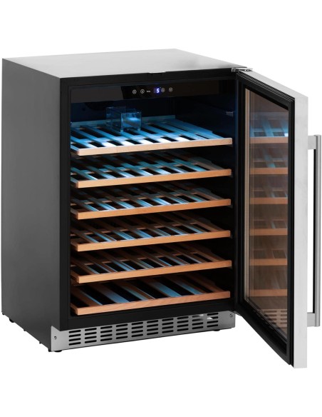 
Vyno šaldytuvas 6 LED apšviestos lentynos 46 buteliai 135L juodos ir sidabrinės
