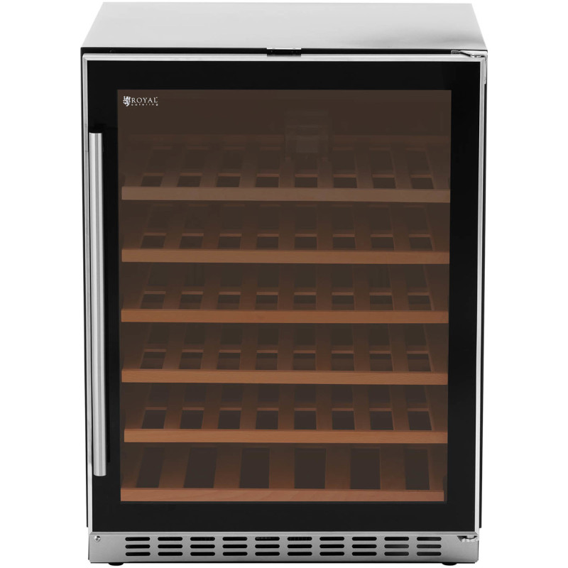 
Vyno šaldytuvas 6 LED apšviestos lentynos 46 buteliai 135L juodos ir sidabrinės
