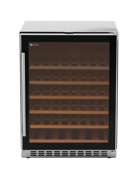 
Vyno šaldytuvas 6 LED apšviestos lentynos 46 buteliai 135L juodos ir sidabrinės
