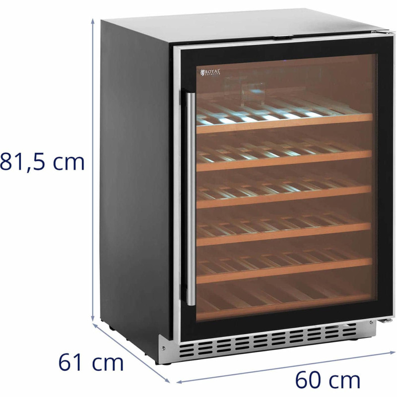 
Vyno šaldytuvas 6 LED apšviestos lentynos 46 buteliai 135L juodos ir sidabrinės
