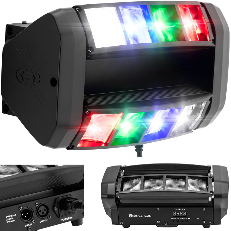 
Scenos apšvietimas CON.LED-109 judanti galvutė Spider 8 LED 27W RGBW
