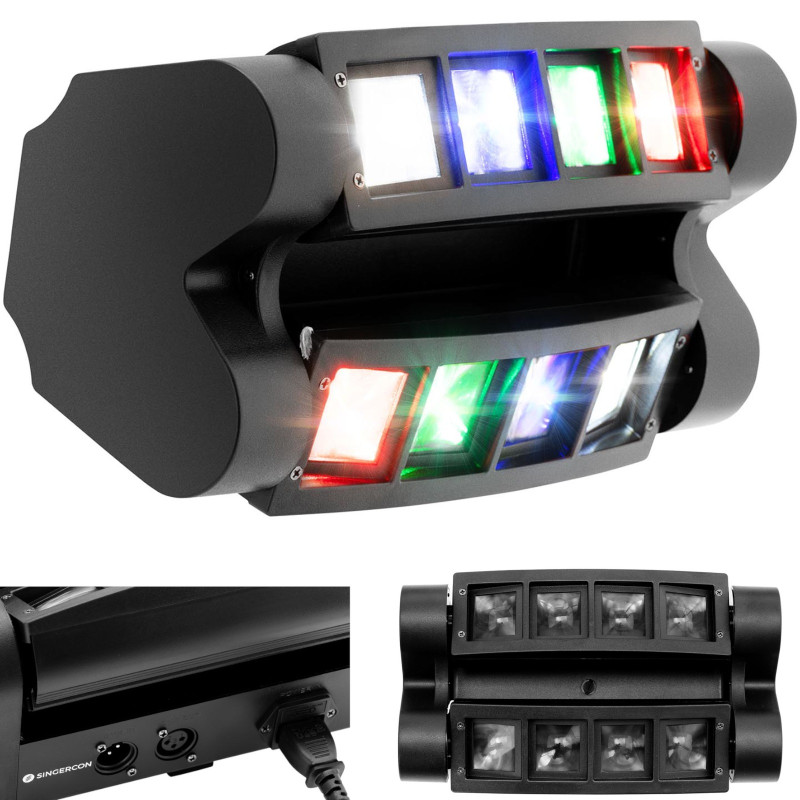 
Scenos apšvietimas CON.LED-110 judanti galvutė Spider 8 LED 27W RGBW
