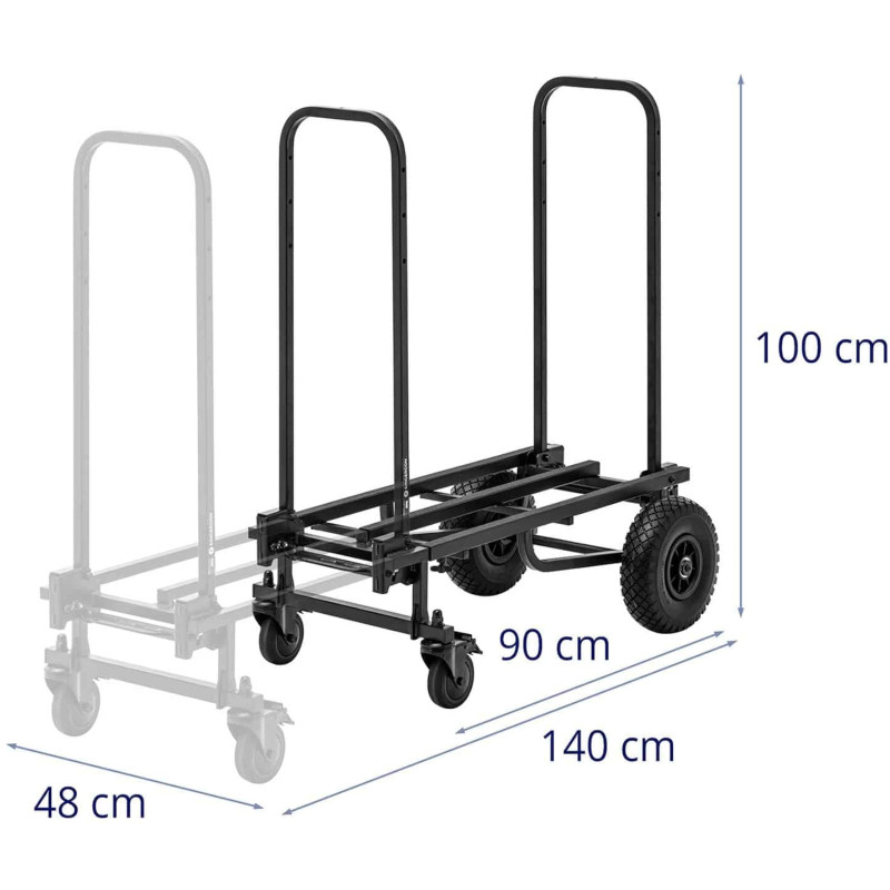 
Transportavimo vežimėlis su reguliuojamu platformos ilgiu 90-140cm iki 350kg
