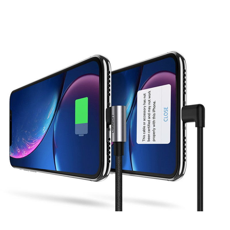 Kampinis kabelis iPhone USB - Lightning MFI 2.4A 1m juodas