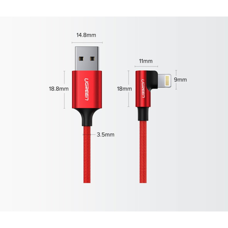 Kampinis kabelis iPhone USB - Lightning MFI 2.4A 1m juodas