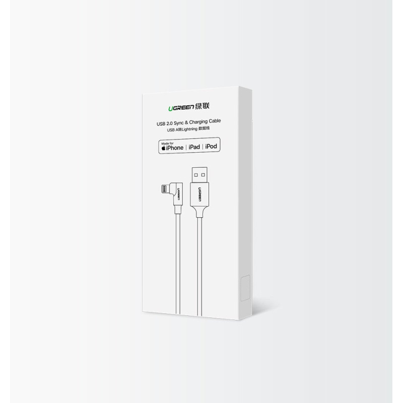 Kampinis kabelis iPhone USB - Lightning MFI 2.4A 1m juodas