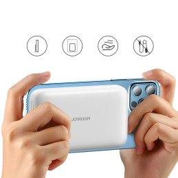 
Mini Power Bank 10000mAh magnetinis su QC PD USB USB-C įkrovikliu, baltas
