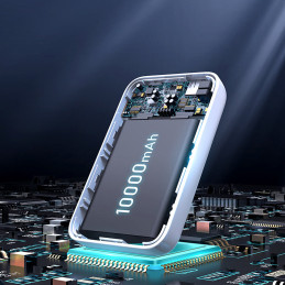 
Mini Power Bank 10000mAh magnetinis su QC PD USB USB-C įkrovikliu, baltas
