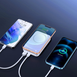 
Mini Power Bank 10000mAh magnetinis su QC PD USB USB-C įkrovikliu, baltas
