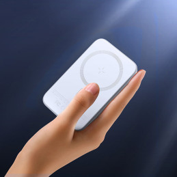
Mini Power Bank 10000mAh magnetinis su QC PD USB USB-C įkrovikliu, baltas
