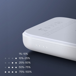 
Mini Power Bank 10000mAh magnetinis su QC PD USB USB-C įkrovikliu, baltas
