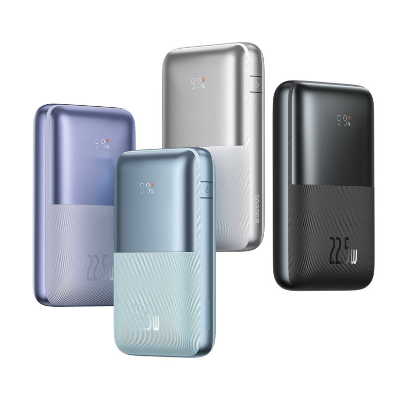 Powerbank Bipow Pro 20000mAh 22,5W su USB-C laidu 0,3m violetinė