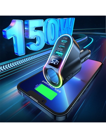 4in1 greitas USB-A automobilinis įkroviklis 2x USB-C PD 150W juodas
 
4in1 greitas USB-A automobilinis įkroviklis 2x USB-C PD 150W juodas