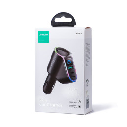 
4in1 greitas USB-A automobilinis įkroviklis 2x USB-C PD 150W juodas
