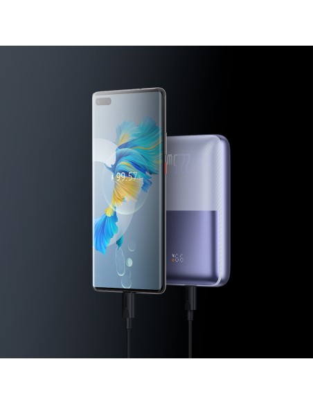 Powerbank Bipow Pro 20000mAh 22,5W su USB-C laidu 0,3m violetinė