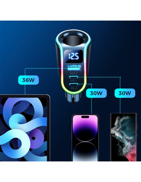 4in1 greitas USB-A automobilinis įkroviklis 2x USB-C PD 150W juodas
 
4in1 greitas USB-A automobilinis įkroviklis 2x USB-C PD 150W juodas