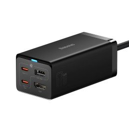 
2in1 GaN5 Pro sieninis įkroviklis + HUB HDMI 4K keitiklis 2x USB-C USB-A juodas

