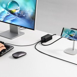 
2in1 GaN5 Pro sieninis įkroviklis + HUB HDMI 4K keitiklis 2x USB-C USB-A juodas
