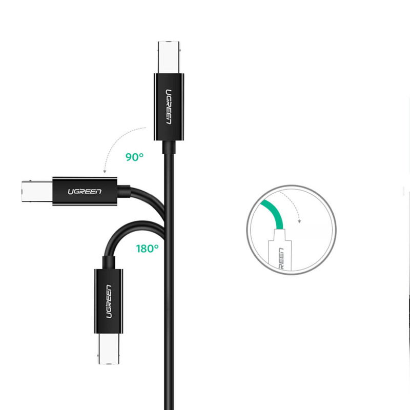USB-C - USB-B 480Mb/ s spausdintuvo laidas 2m, juodas