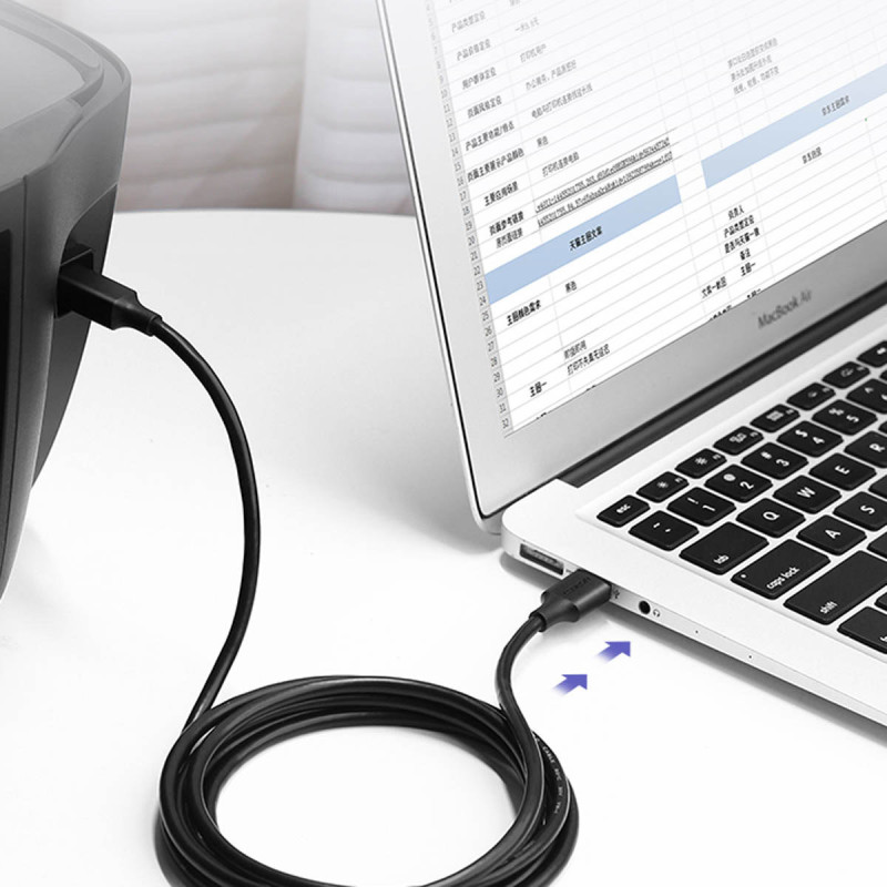 Ilgas kabelis spausdintuvui USB-A - USB-B 480Mb/ s 5m juodas