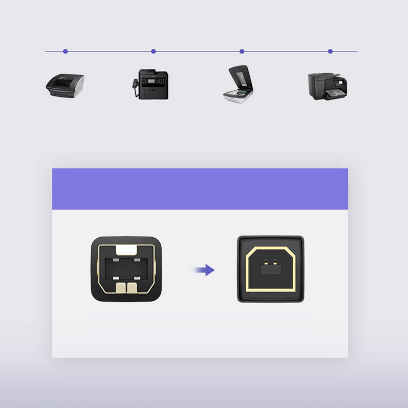 Ilgas kabelis spausdintuvui USB-A - USB-B 480Mb/ s 5m juodas