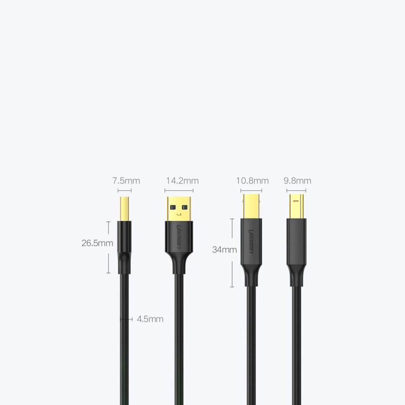Ilgas kabelis spausdintuvui USB-A - USB-B 480Mb/ s 5m juodas
