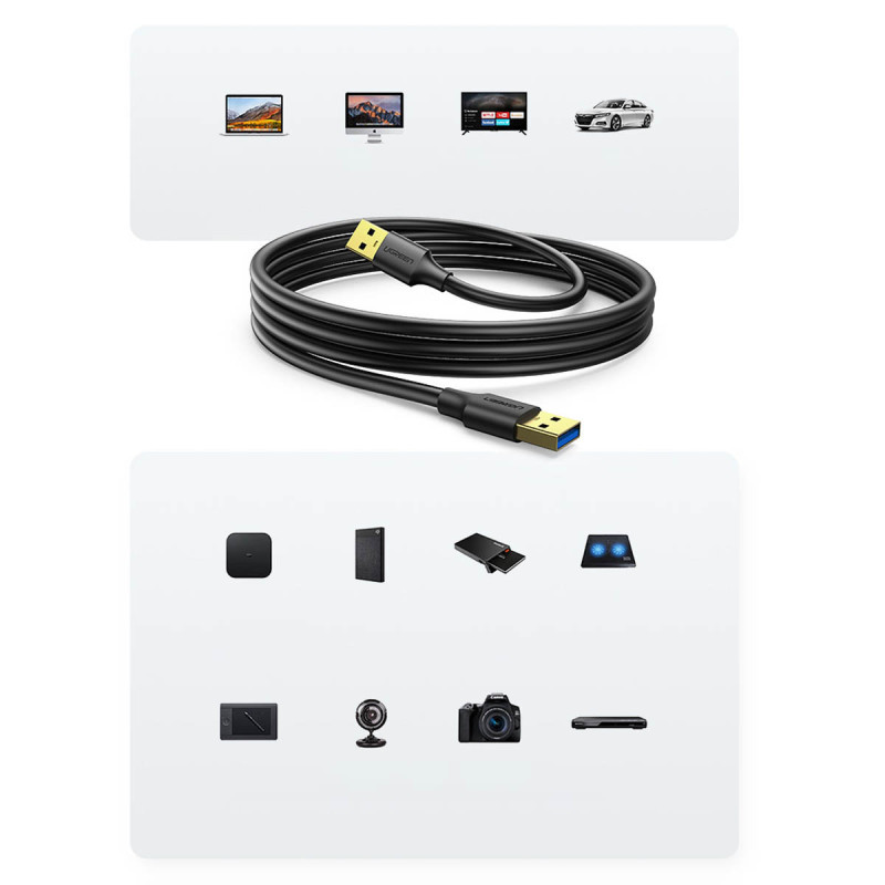 USB-A 3.0 5Gb/ s laidas 0.5m juodas
