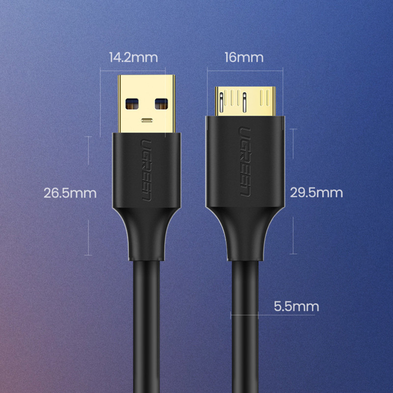 USB-A 3.0 – Micro USB-B SuperSpeed 5Gb/ s disko laidas 2m juodas