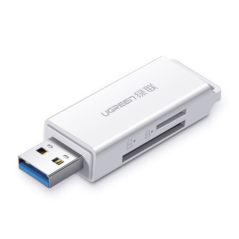 
TF SD atminties kortelių skaitytuvas USB 3.0, baltas
