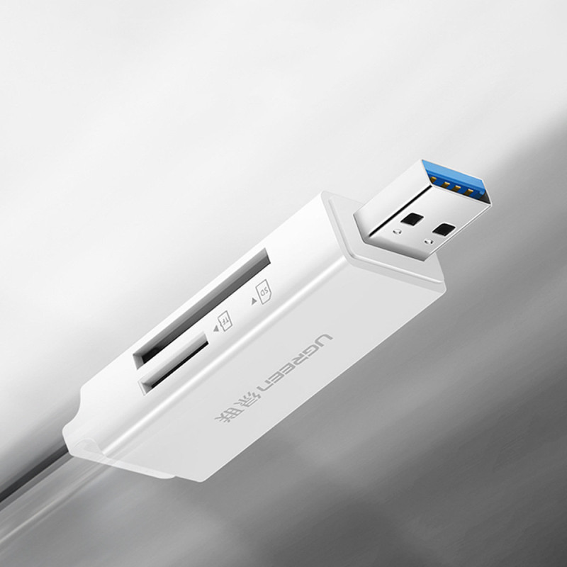 TF SD atminties kortelių skaitytuvas USB 3.0, baltas