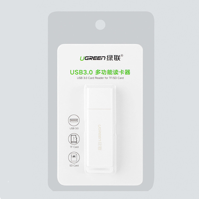 TF SD atminties kortelių skaitytuvas USB 3.0, baltas