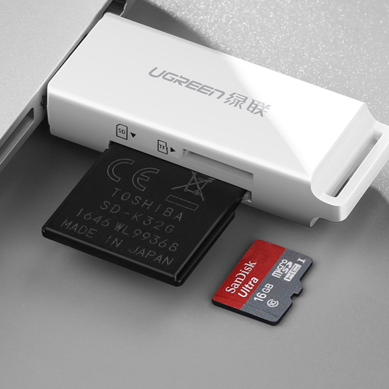 TF SD atminties kortelių skaitytuvas USB 3.0, baltas