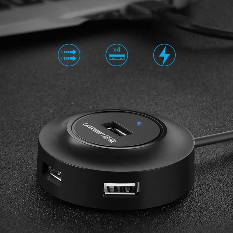 4in1 HUB skirstytuvo adapteris USB 2.0 iki 4x USB-A 480Mb/ s 1m baltas